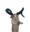Cat dancing with Wyll's horns superimposed on it